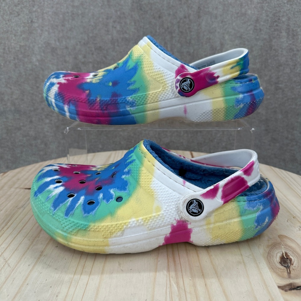 Crocs Classic Lined Clog Womens 7 Multi Tie-Dye Faux Fur